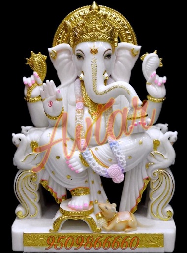 4 Feet Marble Ganpati Statue